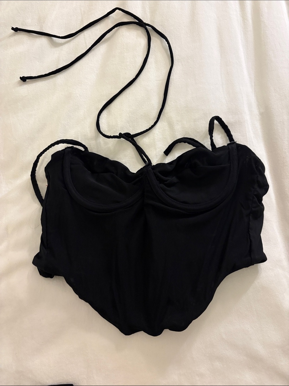 Black Halter Crop Top with Underwire Support